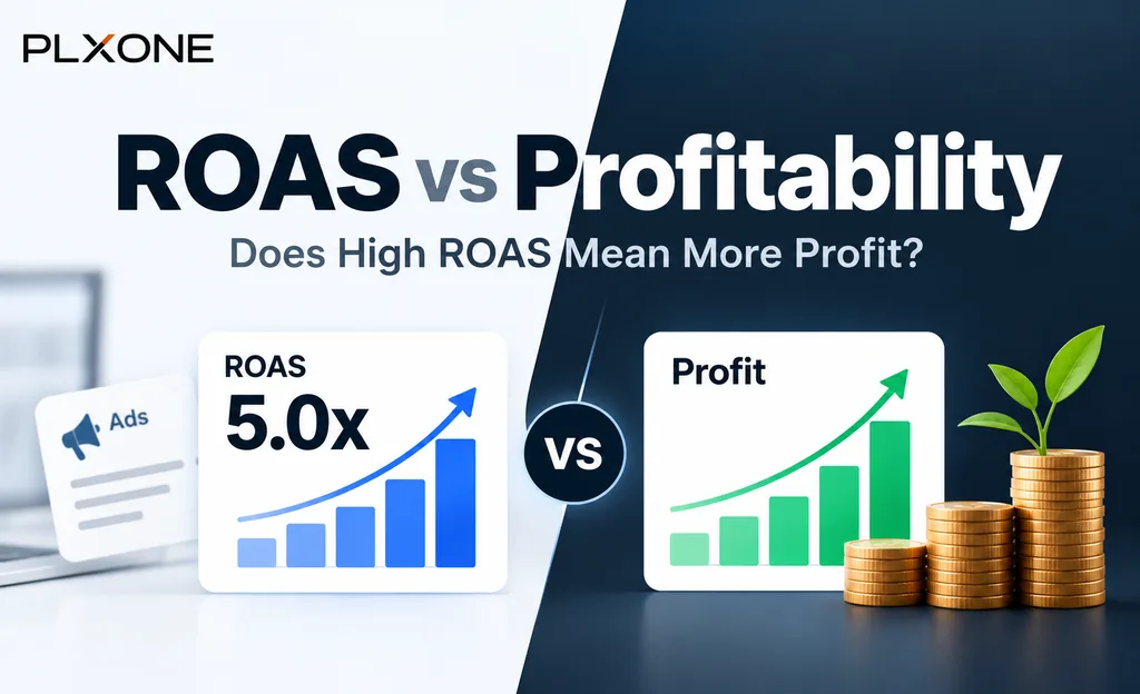ROAS vs profitability comparison showing advertising returns and business profit